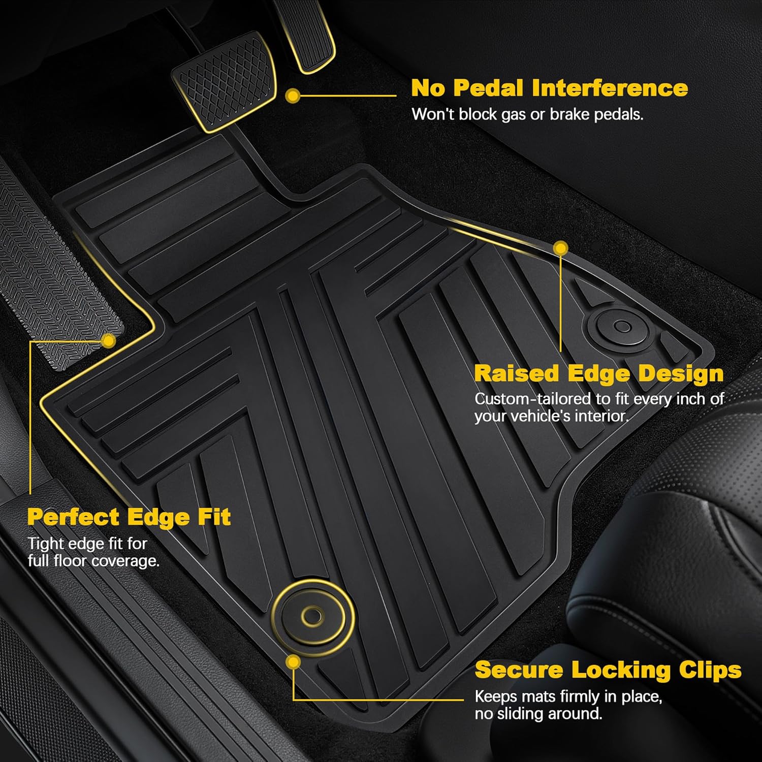 Rubber Floor Mats Fit for Chevy Chevrolet Trax 2024-2026, All Weather Car Mats, 1st & 2nd Row Black - Image 2