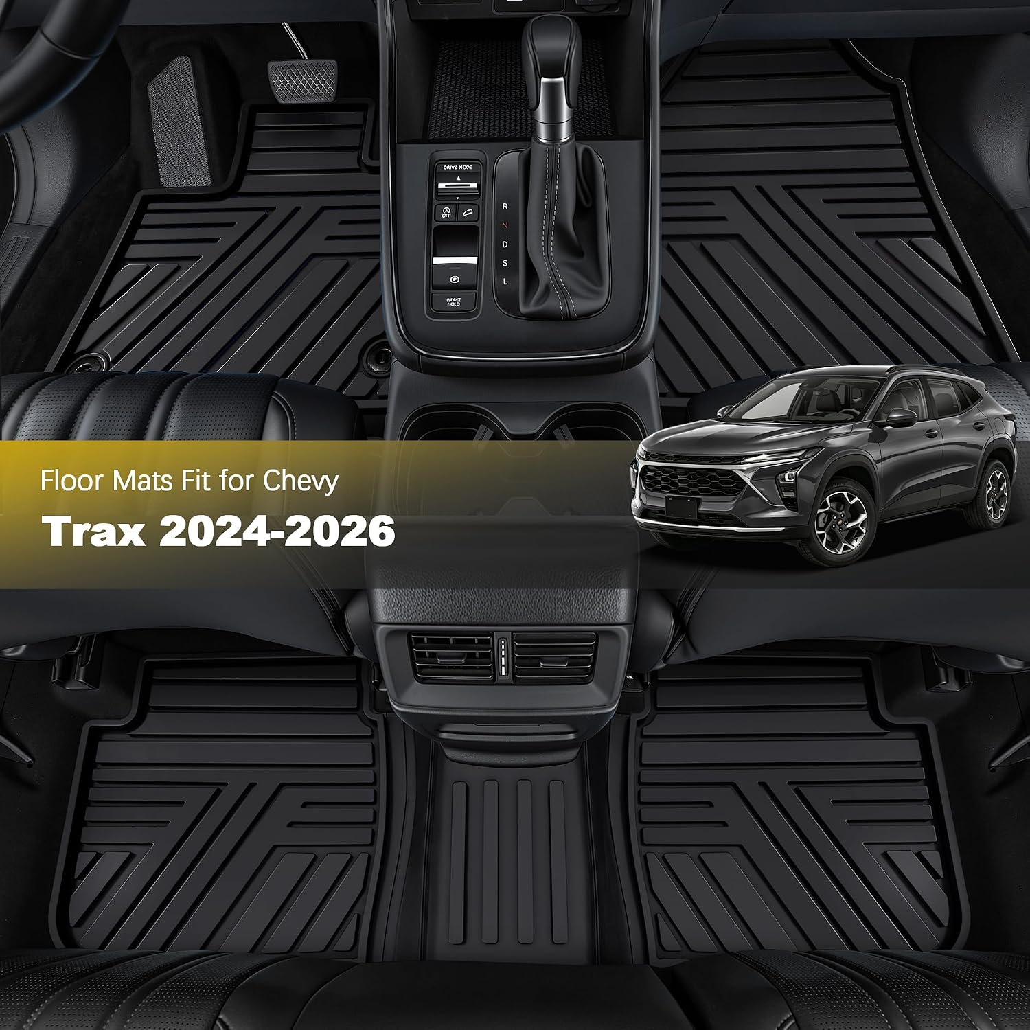 Rubber Floor Mats Fit for Chevy Chevrolet Trax 2024-2026, All Weather Car Mats, 1st & 2nd Row Black - Image 3