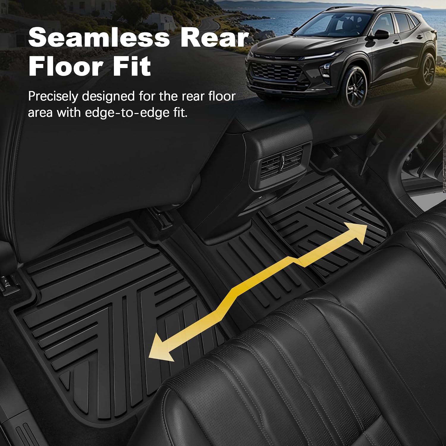 Rubber Floor Mats Fit for Chevy Chevrolet Trax 2024-2026, All Weather Car Mats, 1st & 2nd Row Black - Image 4