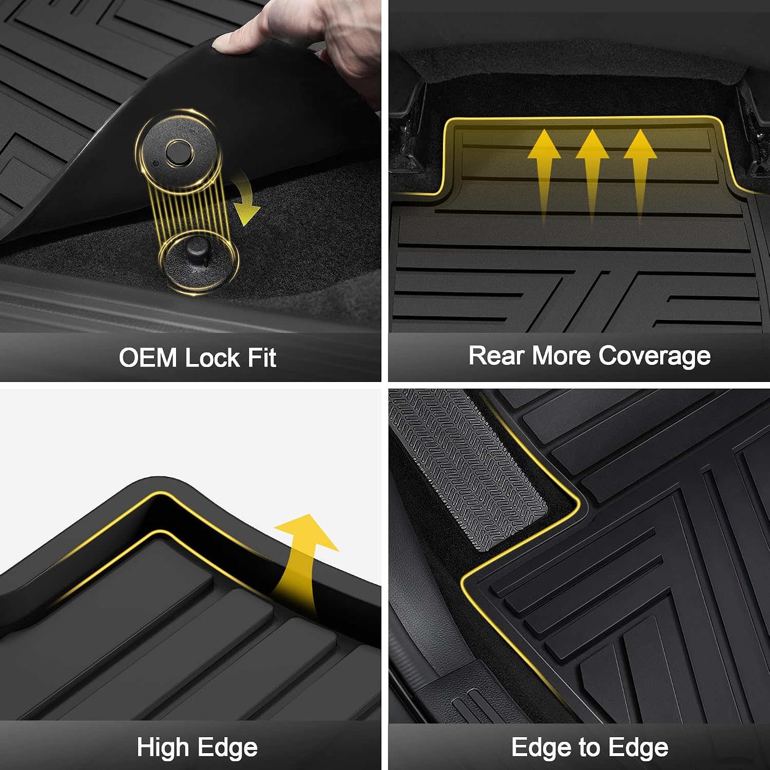 Rubber Floor Mats Fit for Chevy Chevrolet Trax 2024-2026, All Weather Car Mats, 1st & 2nd Row Black - Image 5