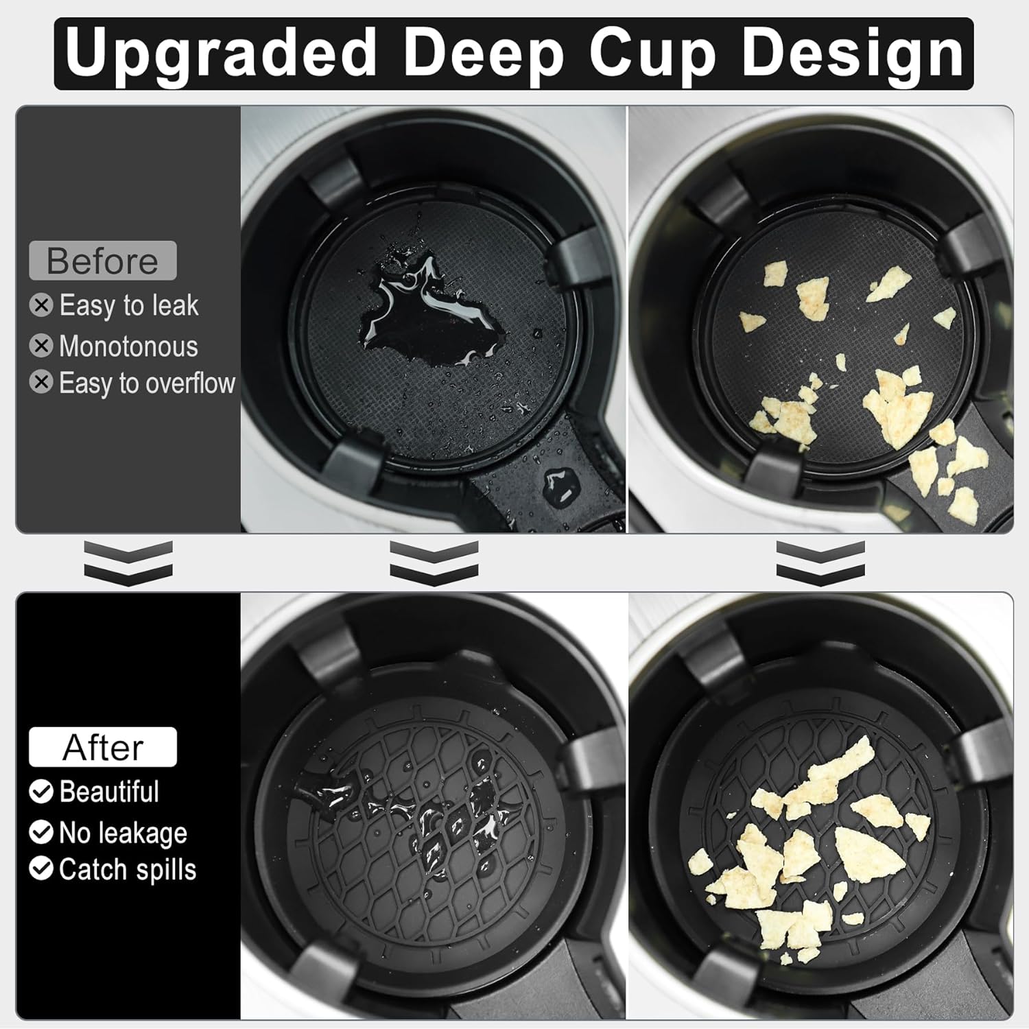 SINGARO Car Cup Holder Coaster, Silicone Cup Holder Insert, Universal Non-Slip Cup Holders, Car Accessories Interior for Women and Man Interior Sets 4 Pack Black - Image 2