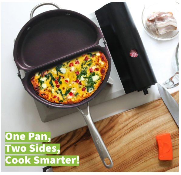 TECHEF - Frittata and Omelette Pan, Double Sided Folding Egg Pan, Made in Korea (PFOA Free) (Purple) - Image 3