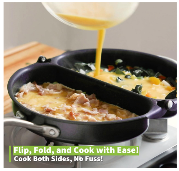 TECHEF - Frittata and Omelette Pan, Double Sided Folding Egg Pan, Made in Korea (PFOA Free) (Purple) - Image 5