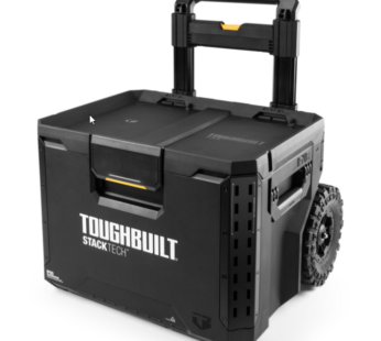 ToughBuilt StackTech Rolling Tool Box, Heavy-Duty Portable Tools Organizer, 250 lb Capacity – Stackable and Waterproof Toolbox Storage System with Lockable Lid and 9-Inch All-Terrain Wheels