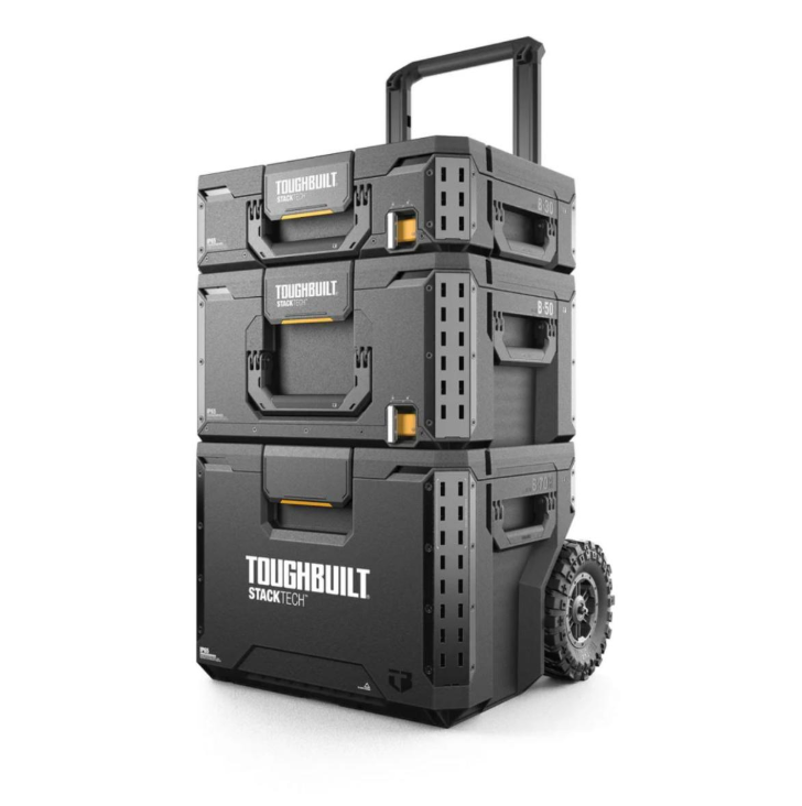 ToughBuilt StackTech Rolling Tool Box, Heavy-Duty Portable Tools Organizer, 250 lb Capacity - Stackable and Waterproof Toolbox Storage System with Lockable Lid and 9-Inch All-Terrain Wheels - Image 6