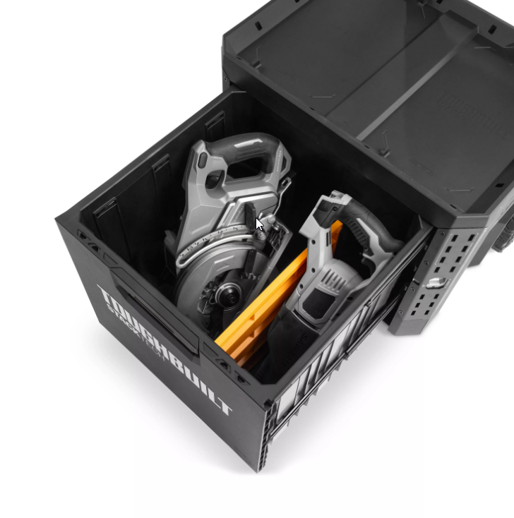 ToughBuilt StackTech Rolling Tool Box, Heavy-Duty Portable Tools Organizer, 250 lb Capacity - Stackable and Waterproof Toolbox Storage System with Lockable Lid and 9-Inch All-Terrain Wheels - Image 7