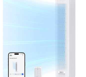 Dreo Tower Fan for Bedroom, 25ft/s Smart Standing Fans, 90° Oscillating Floor Fan with 4 Modes, 4 Speeds, 8H Timer, 28dB, Bladeless, Remote, 28 dB, Works with WiFi Voice Control