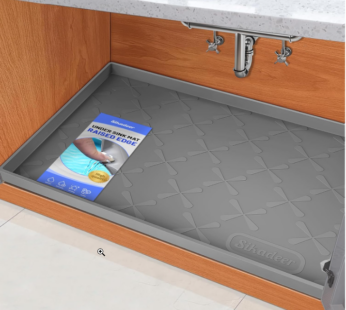 SIKADEER 22″ x 22″ Under Sink Mat Waterproof, Silicone Mat Kitchen Drawer Shelf and Cabinet Liner, Sink Protector for Kitchen Organizers and Storage, Boot Tray Pet Food Mats