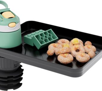 Upgraded Car Seat Tray for Kids Car Seat Tray with Expandable Base for Snacks, Toys, Books, Entertainment Kids Travel Essentials Fits 2.8”-3.2” Cup Holders (1, Standard Base)