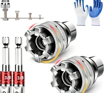 Upgraded Adjustable Universal Socket Wrench, Manual Socket Wrench, Multifunctional Sleeve, 10mm-19mm Universal Sockets Tools for 3/8″ Drive Ratchet Torque Wrench and Power Drill