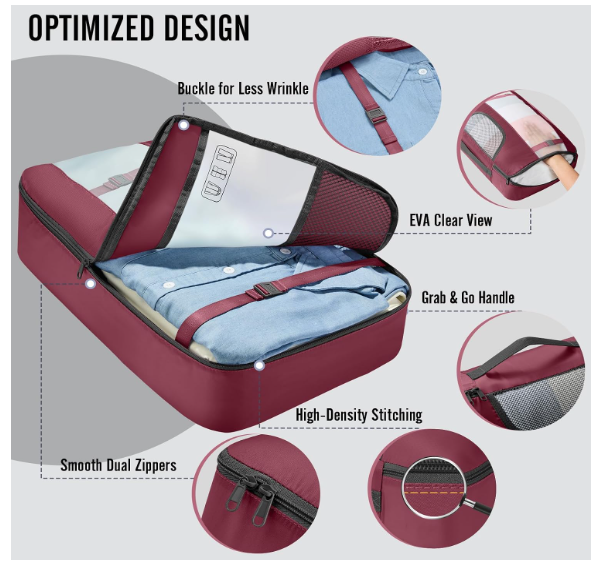 Veken 10 Set Packing Cubes for Travel Essential, Suitcase Organizer Bags in 4 Sizes, Carry-On Luggage Accessories with Large Laundry & Hanging Toiletry Bag, Must-Have for Airplane, Road Trip & Camping - Image 5