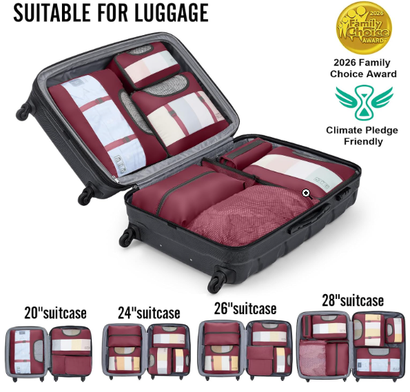 Veken 10 Set Packing Cubes for Travel Essential, Suitcase Organizer Bags in 4 Sizes, Carry-On Luggage Accessories with Large Laundry & Hanging Toiletry Bag, Must-Have for Airplane, Road Trip & Camping - Image 7