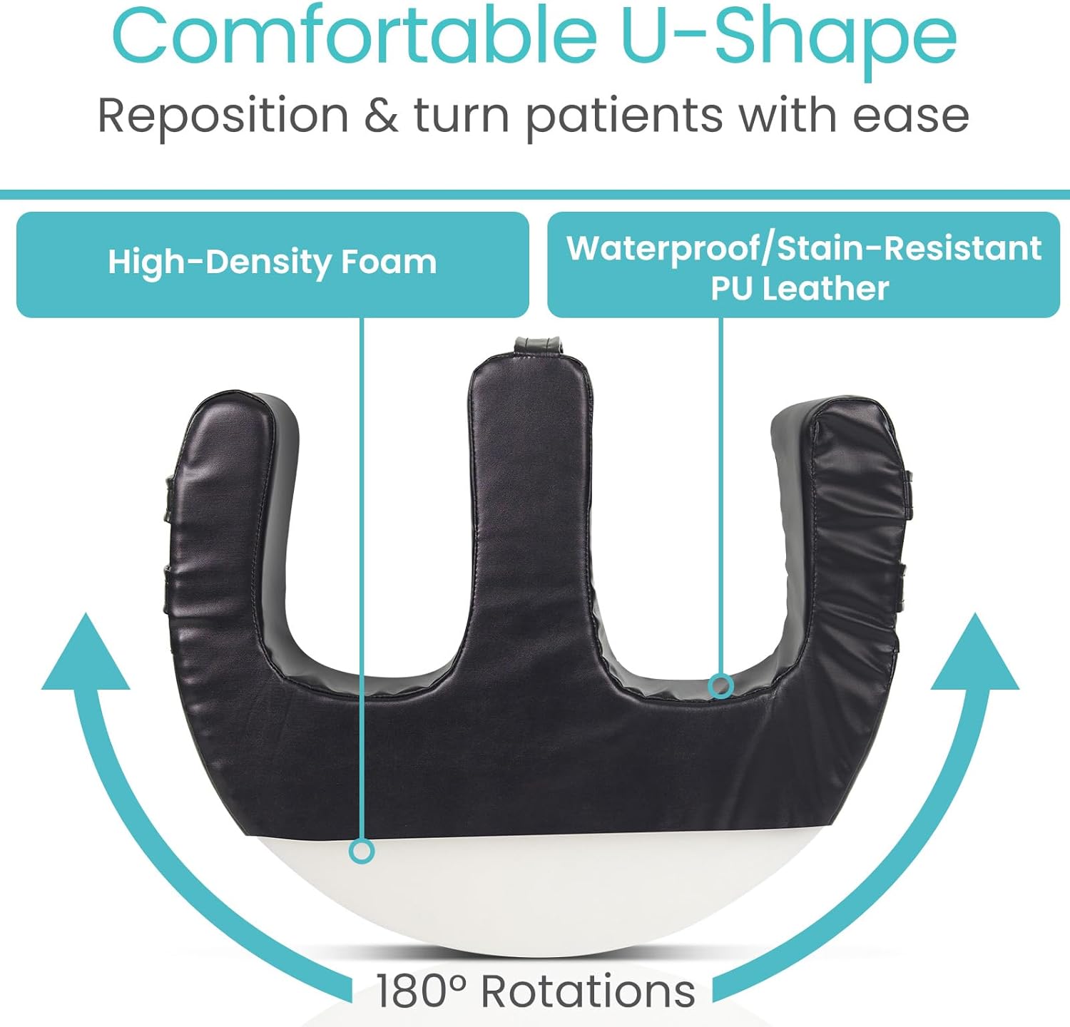 Vive Patient Turning Device - Bedridden Patient Turnover Pillow for Adults & Elderly - Anti Pressure & Bedsore Positioning Pillow - U Shaped Easy Roller Bedroll Assist - Adult Diaper Changing Aid - Image 4