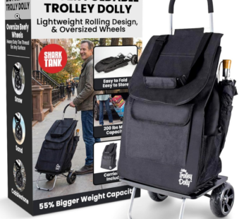 dbest products Bigger Trolley Dolly, Black Shopping Grocery Foldable Cart