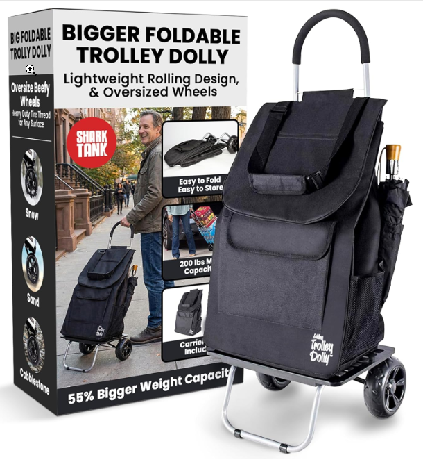 dbest products Bigger Trolley Dolly, Black Shopping Grocery Foldable Cart