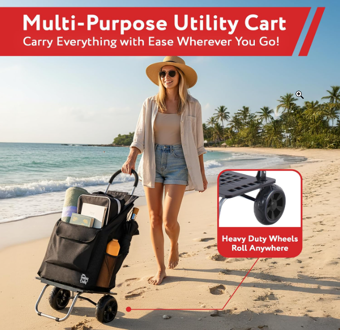 dbest products Bigger Trolley Dolly, Black Shopping Grocery Foldable Cart - Image 3
