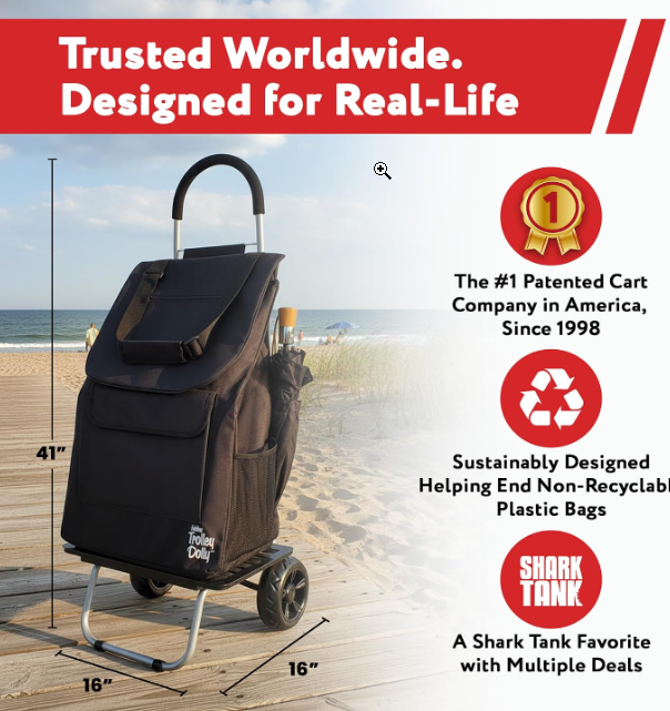 dbest products Bigger Trolley Dolly, Black Shopping Grocery Foldable Cart - Image 4