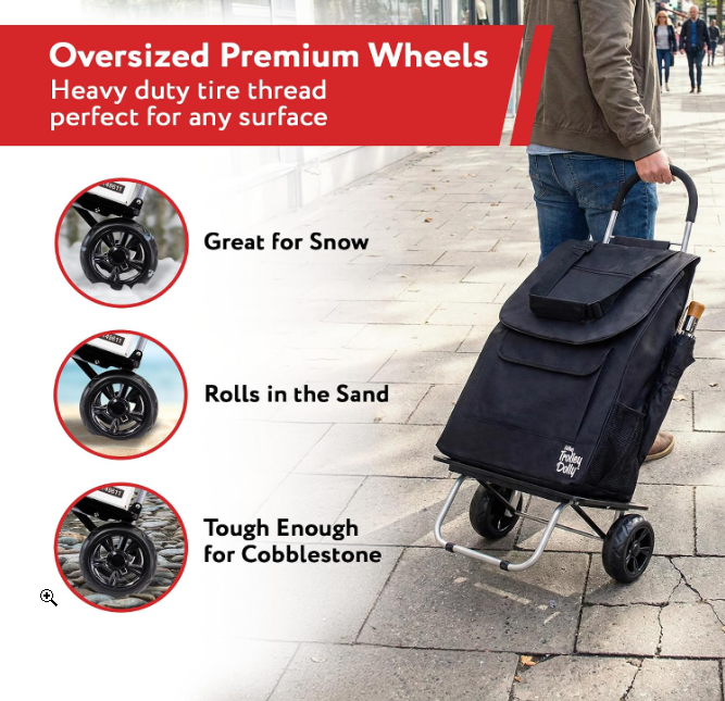 dbest products Bigger Trolley Dolly, Black Shopping Grocery Foldable Cart - Image 9