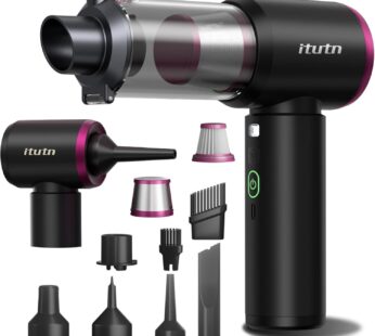 Mini Car Vacuum Portable Cordless with LED Light, 15000PA Powerful Suction, 80W High Power, One-Click Empty, Dual Hepa Filter, Y8plus Car Vacuum Cleaner & Air Duster for Home, Desk, PC, Keyboard