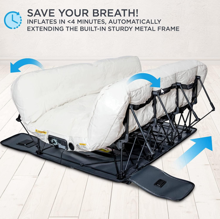 Ivation EZ-Bed (Queen) Air Mattress with Frame & Rolling Case, Self Inflatable, Blow Up Bed Auto Shut-Off, Comfortable Surface AirBed, Best for Guest, Travel, Vacation, Camping - Image 4