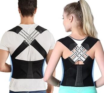 Posture Corrector for Women and Men,Adjustable Shoulder Straightener,Back Support Brace,Upper Spine scoliosis, hunchback Black Large