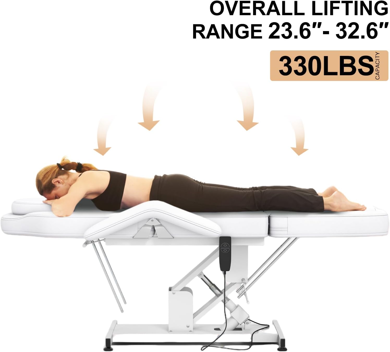 Artist hand Massage Table Electric Height Adjustable Massage Bed Massage Bed Facial Bed Lash Bed for Eyelash Extensions Salon Chair (White) - Image 3