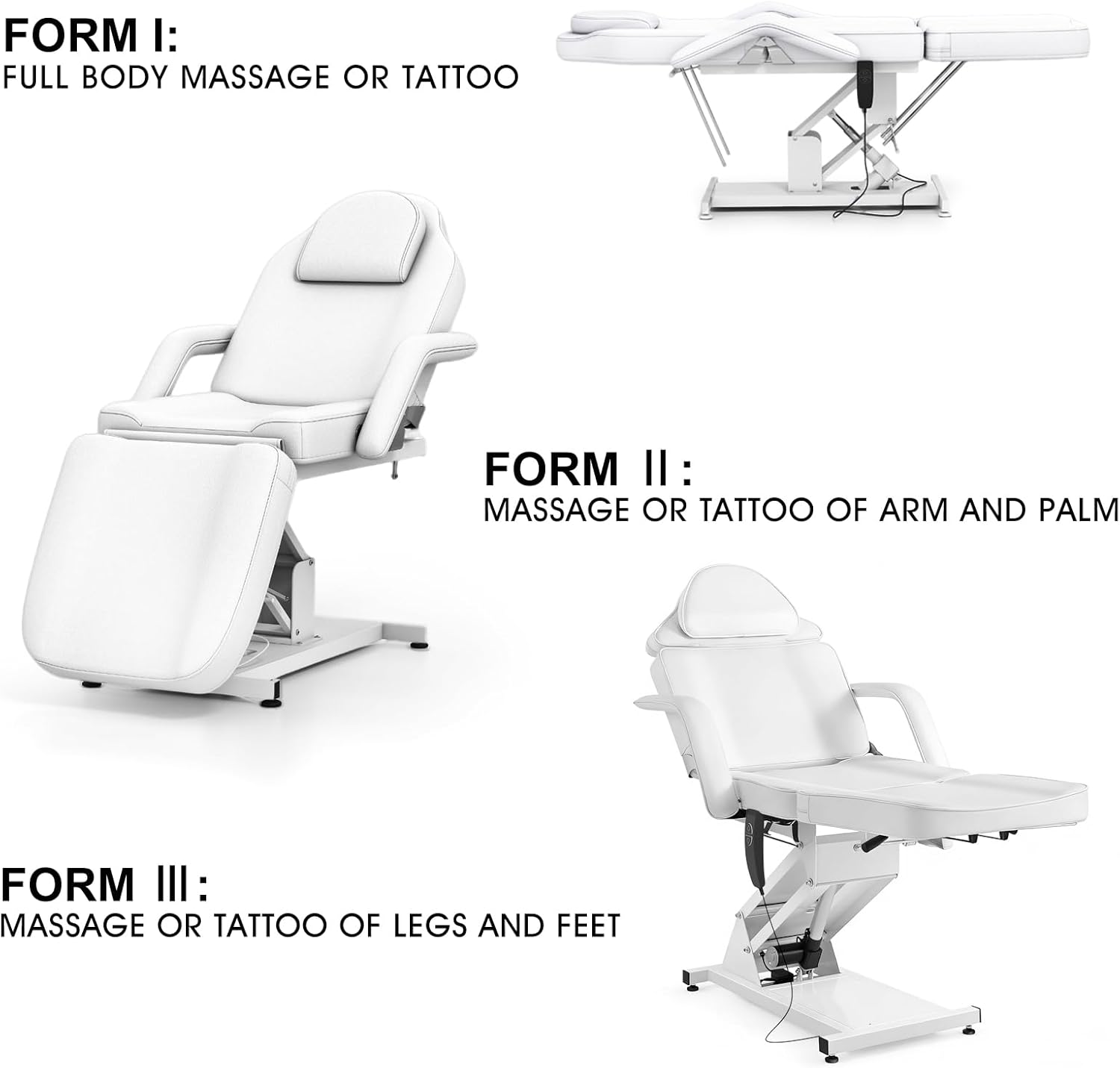 Artist hand Massage Table Electric Height Adjustable Massage Bed Massage Bed Facial Bed Lash Bed for Eyelash Extensions Salon Chair (White) - Image 5